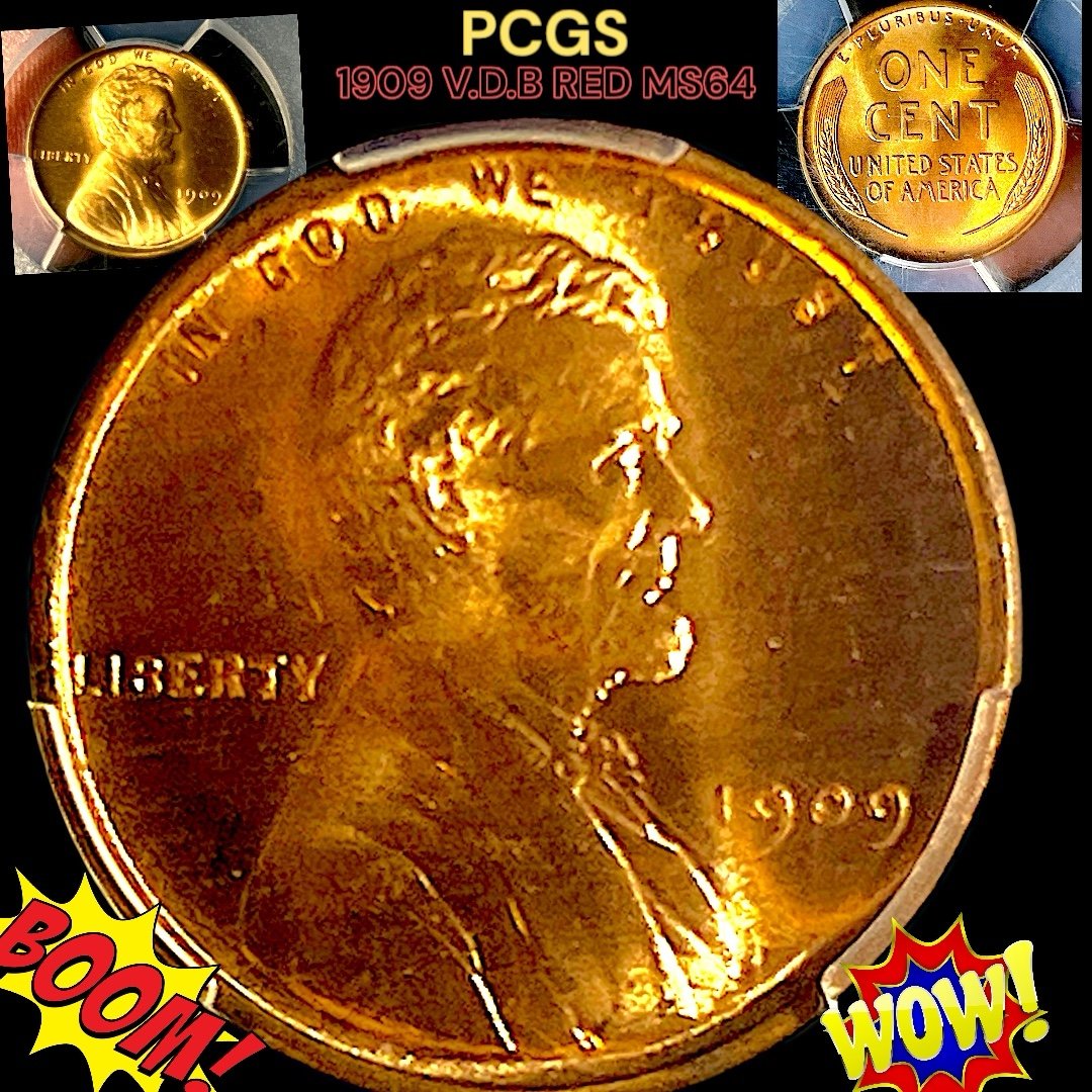 1909 WHEAT CENT PCGS MS 64 RED DOUBLED DIE ON ALL DEVICES ON OBVERSE undergrade
