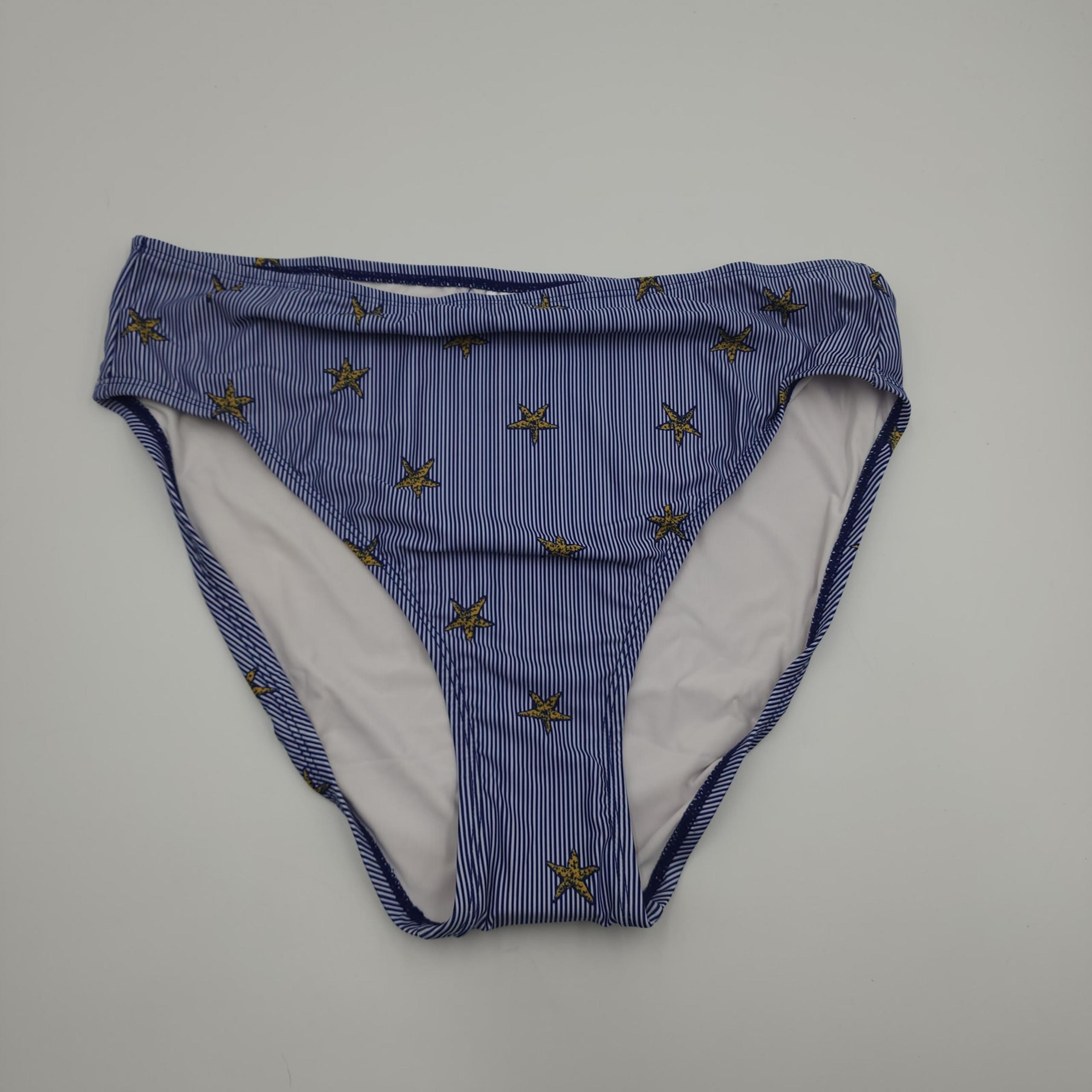Modcloth The Franky High-Waisted Bikini Bottom in Blue Star Stripes Size XL