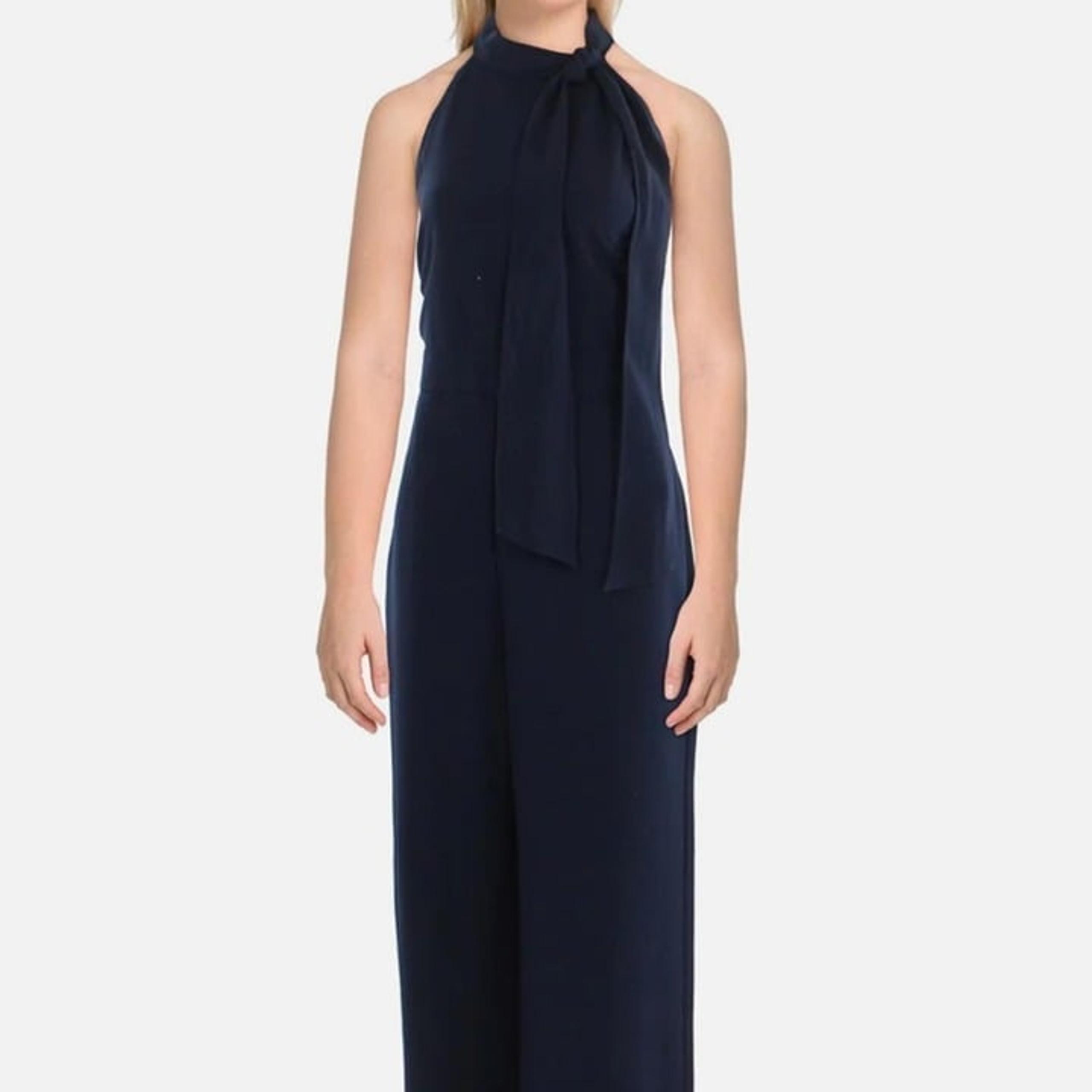 NWOT Vince Camuto Women's Crepe Bow Navy Jumpsuit Size 16
