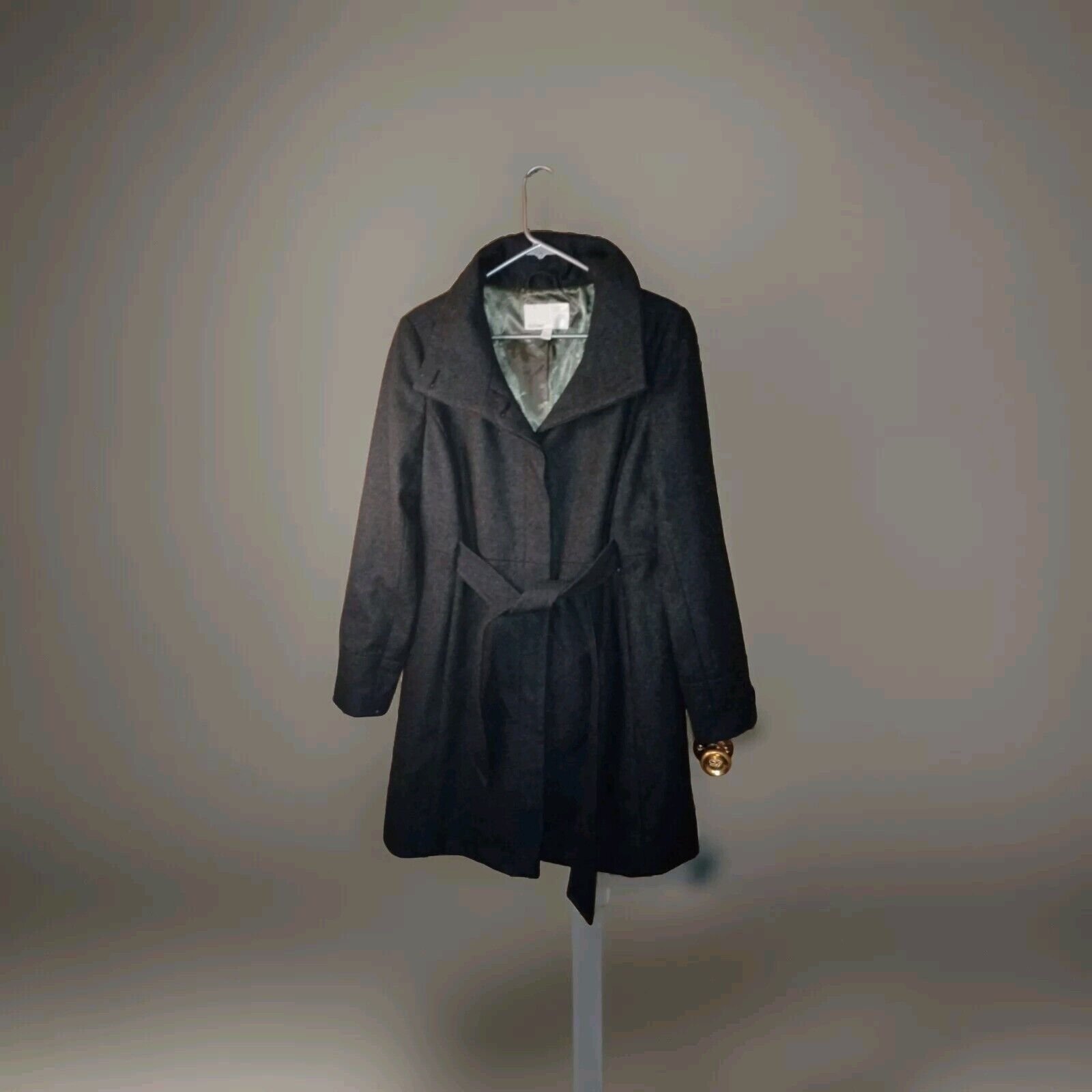Old Navy ON Overcoat Womens Size Large Belted Buttoned Lined Wool Blend 36×36