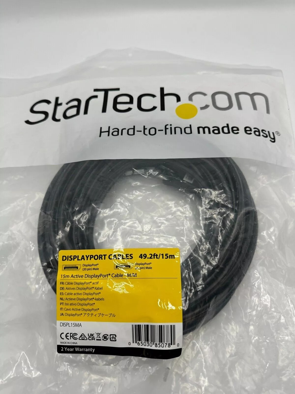 StarTech DISPL15MA 49.2 ft (15m) Black Active DisplayPort Cable