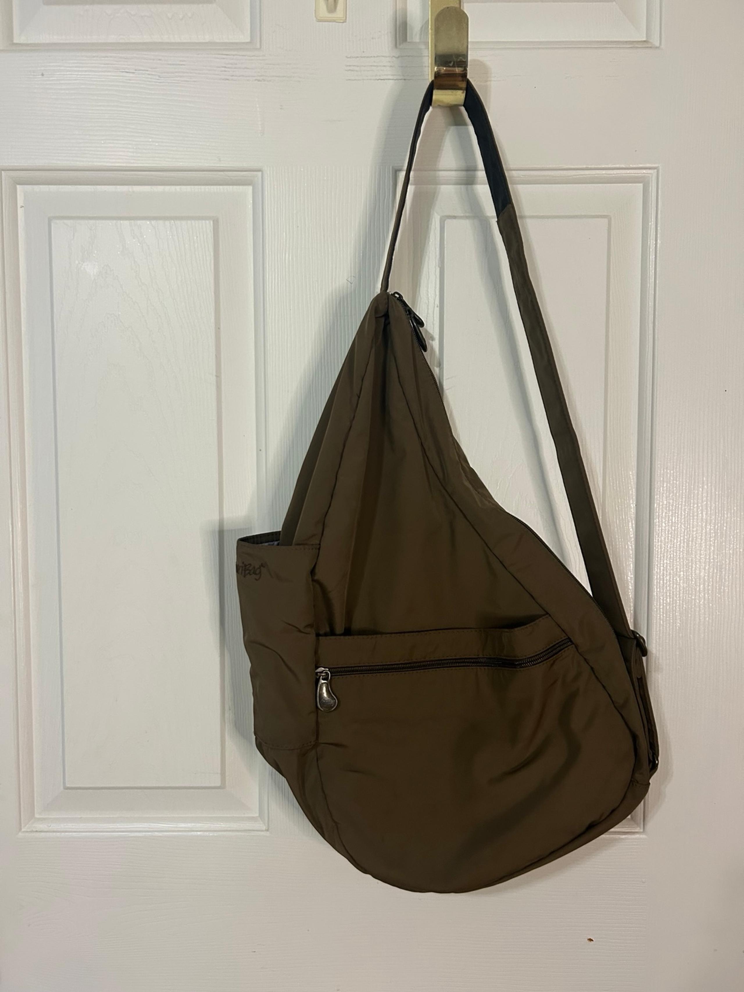 Ameribag healthy backpack sling bag unisex brown, soft nylon multiple pockets