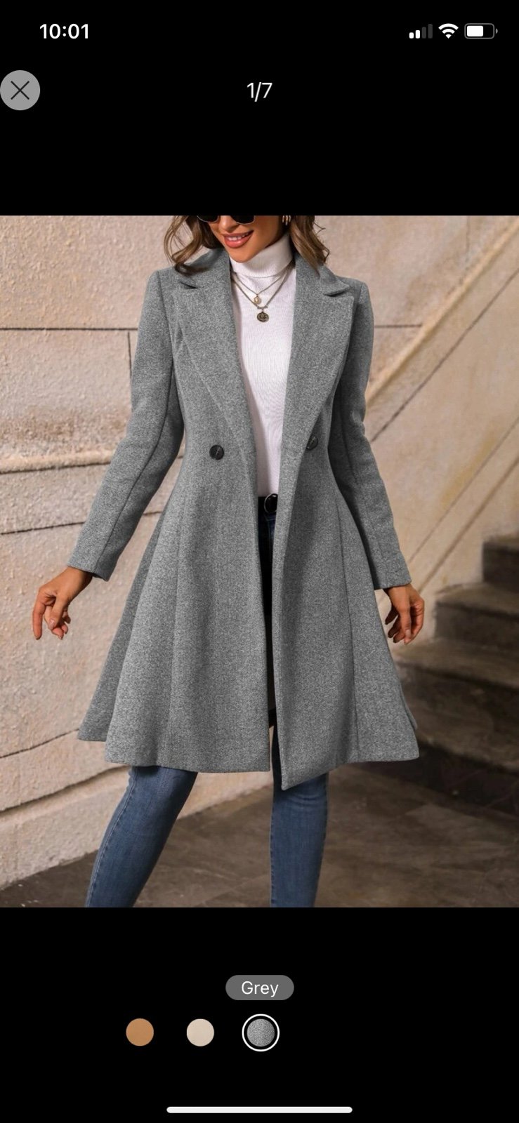 Lapel Collar Double Button Flared Hem Overcoat