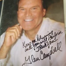Glen Campbell Country Music Legend Signed inspirationally inscribed 8x10 w /COA