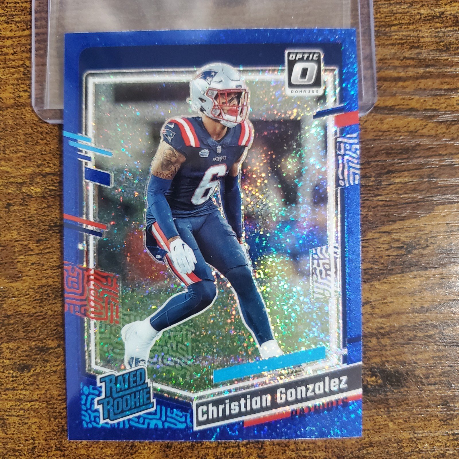 2023 Donruss Optic Christian Gonzalez Rated Rookie Blue Glitter #274 SSP Patriot