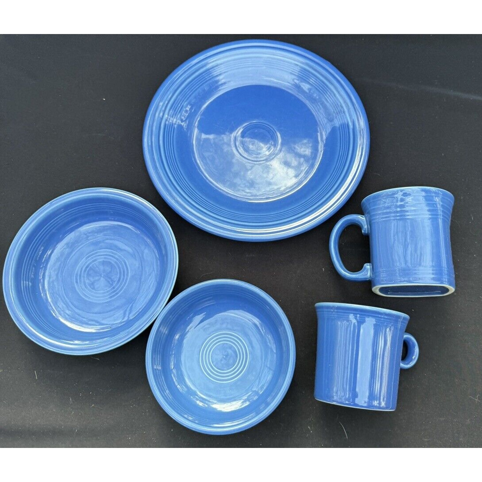 Homer Laughlin Fiesta Lapis Blue Color Plate Bowl Mug Lot Of 5 -Fi1