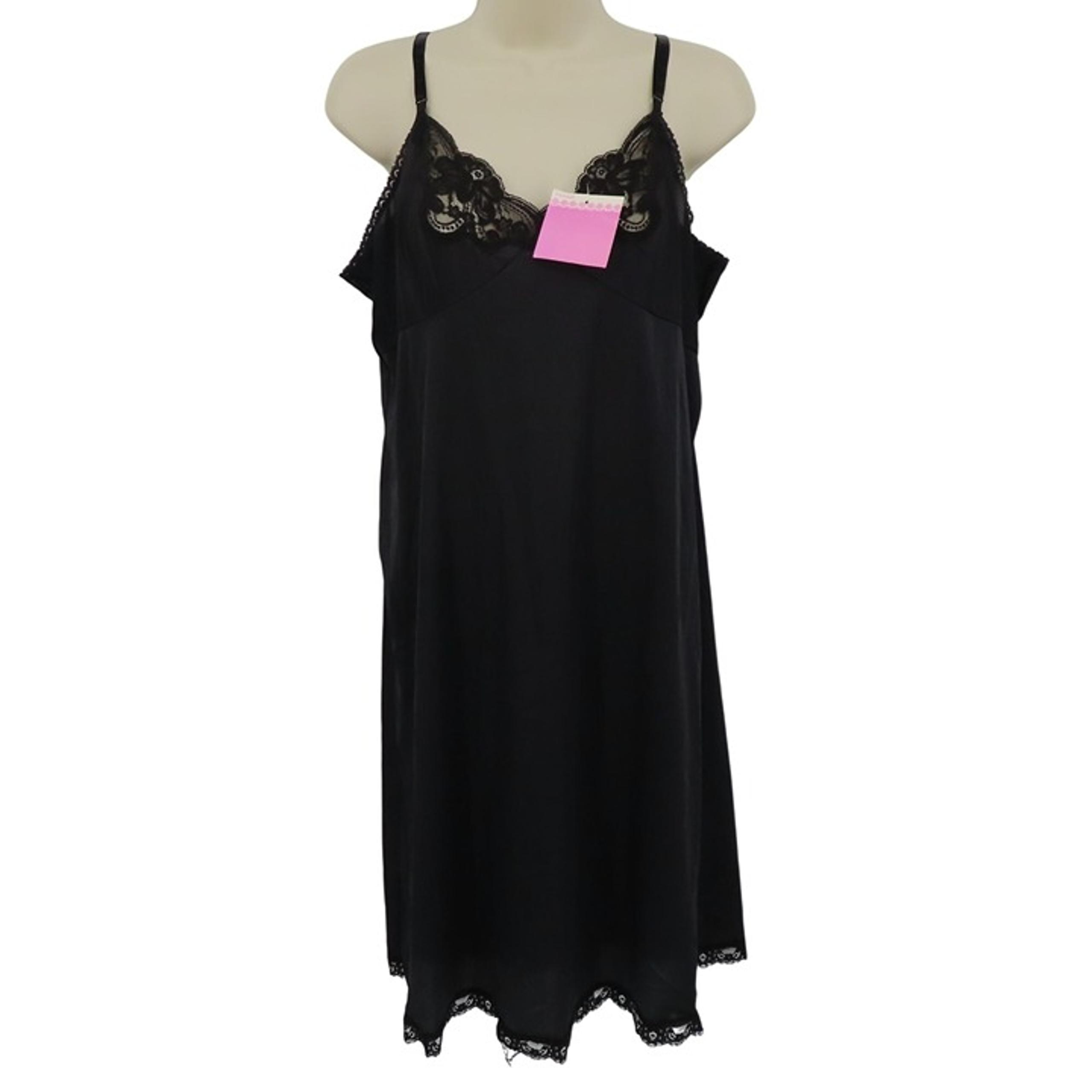 VTG JCPenney Women 42 Full Slip Nylon Black Floral Flower Lace Sleeveless NEW