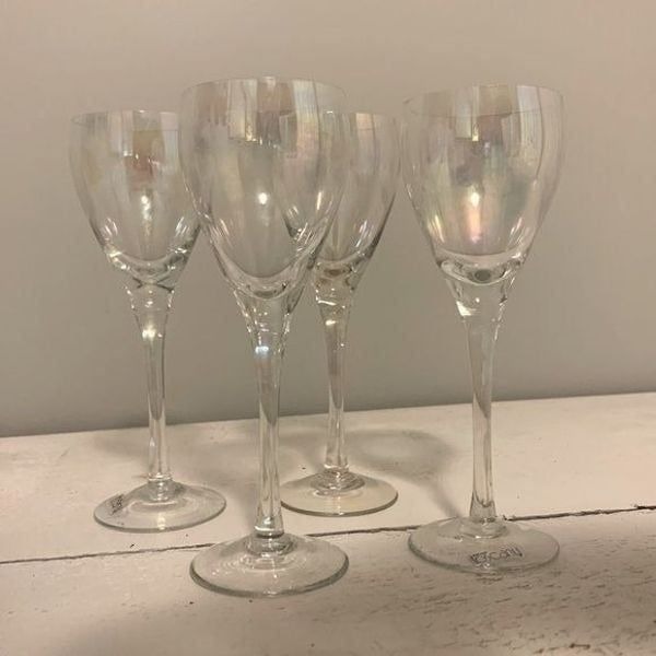 Vintage Toscany Iridescent Wine Flutes (4)