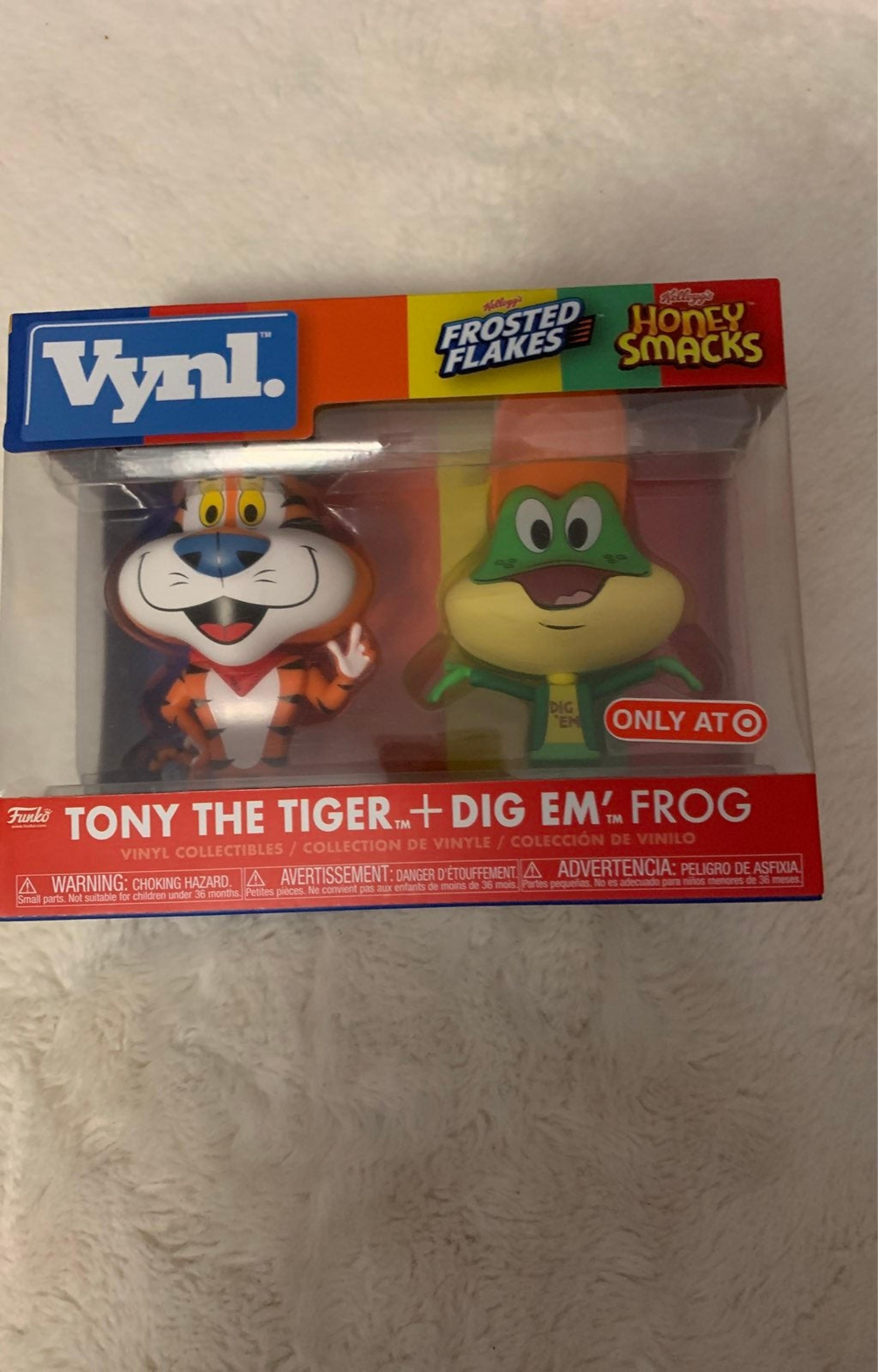 Funko pops tony the tiger + dig em frog