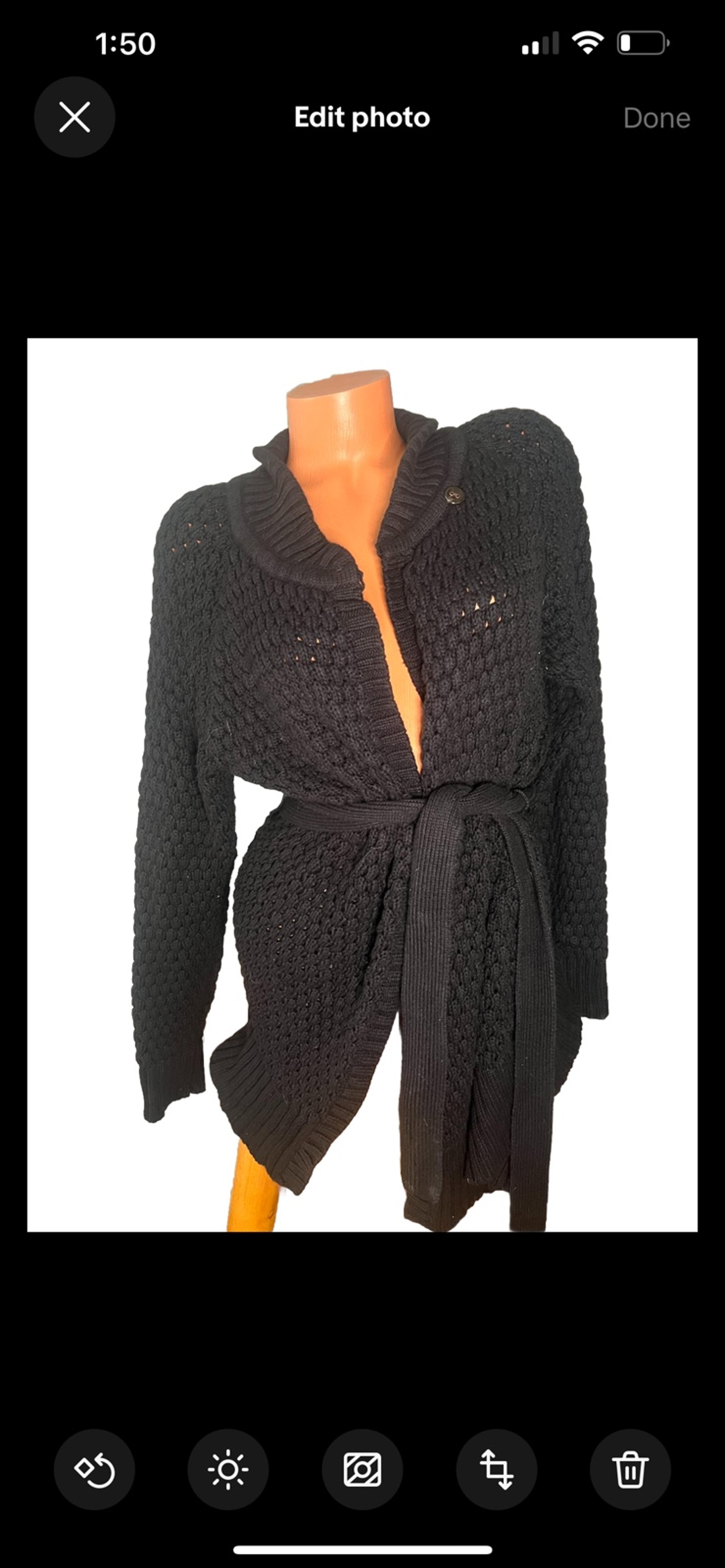 EDDIE BAUER Women’s Sweatercoat XL Black Cotton Angora Sweater