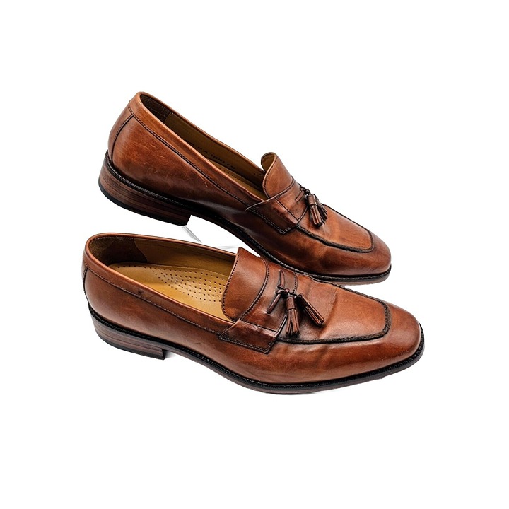 Cole Haan Brown Leather Slip On Men's Tasseled Loafers Size 11 Classic Dress