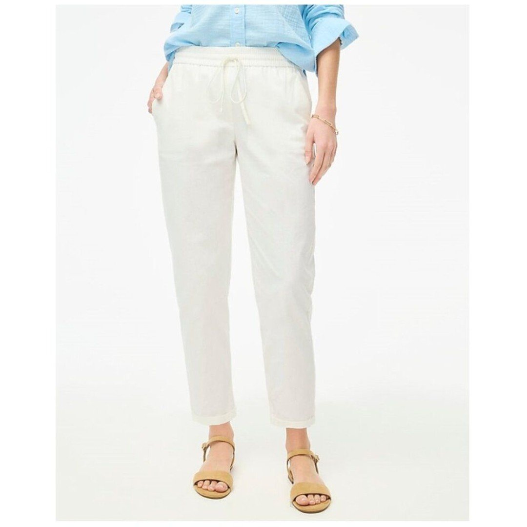 J. Crew Linen Cotton Blend Drawstring Pants White Size 4 NWT