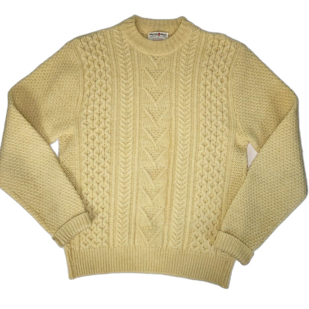 Vintage Lord Jeff British Wool Yellow 100% Fine Worsted Wool Crewneck Sweater M