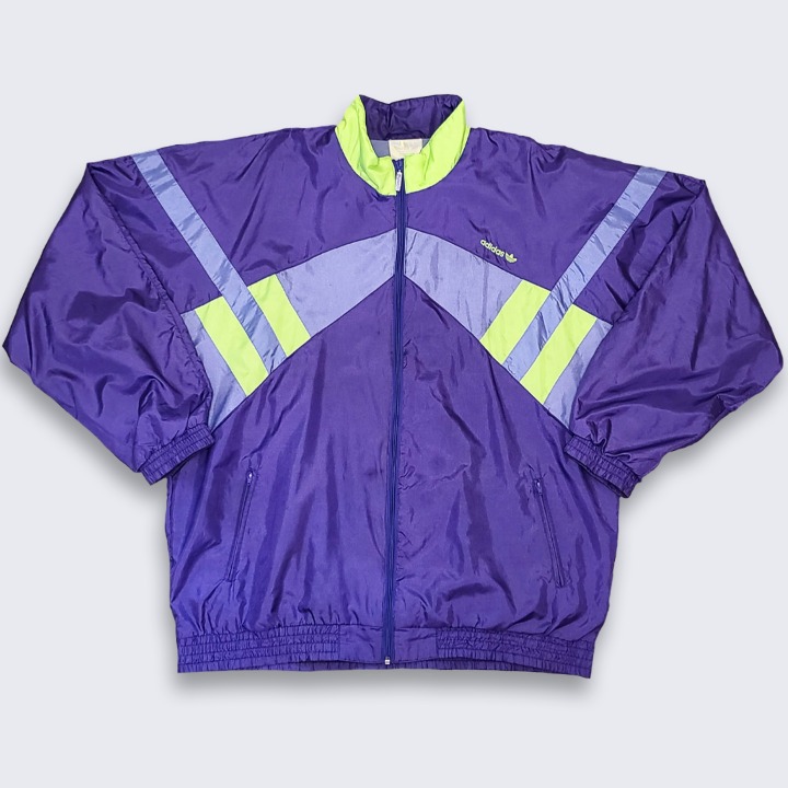 Adidas Vintage 90s Purple Neon Color Block Windbreaker Jacket