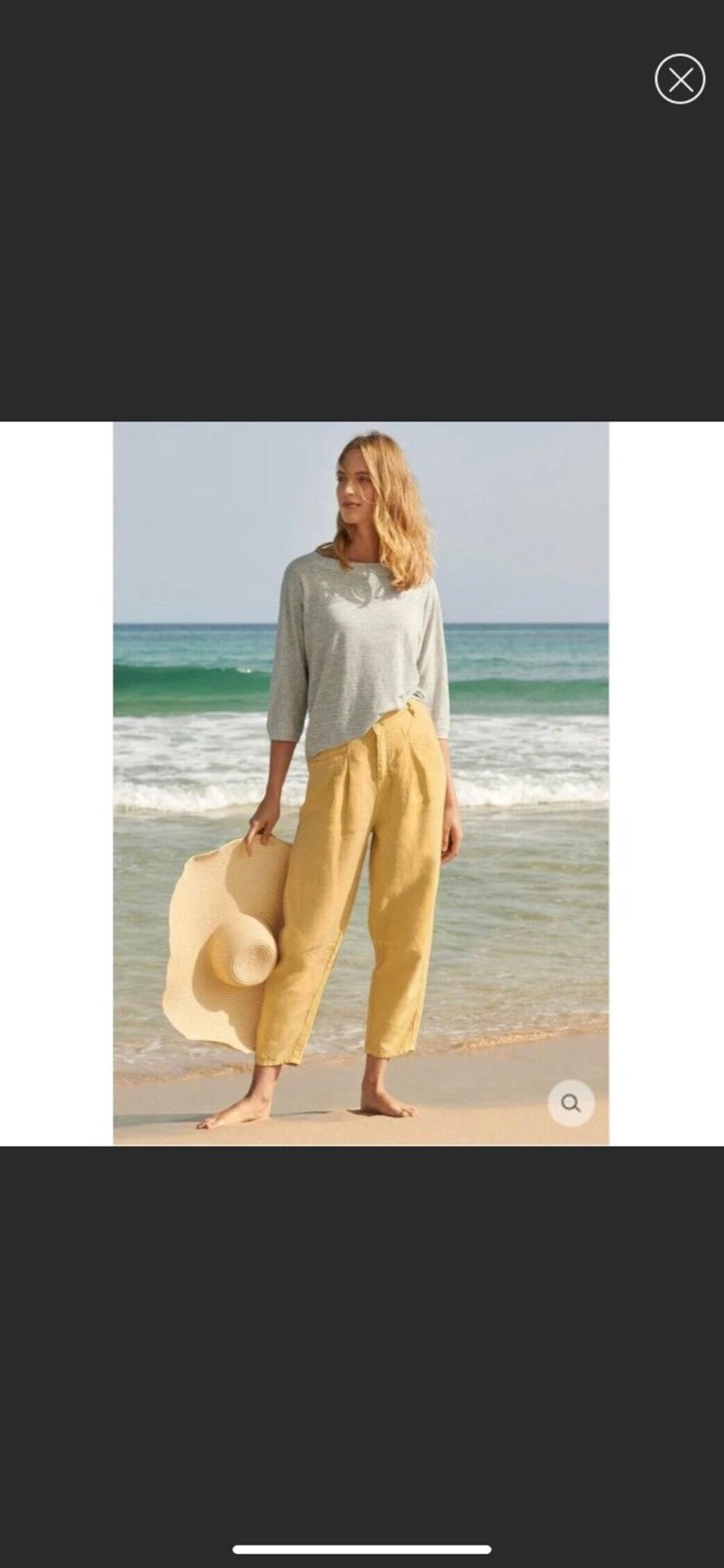 Poetry yellow linen crop pants 12 NWT