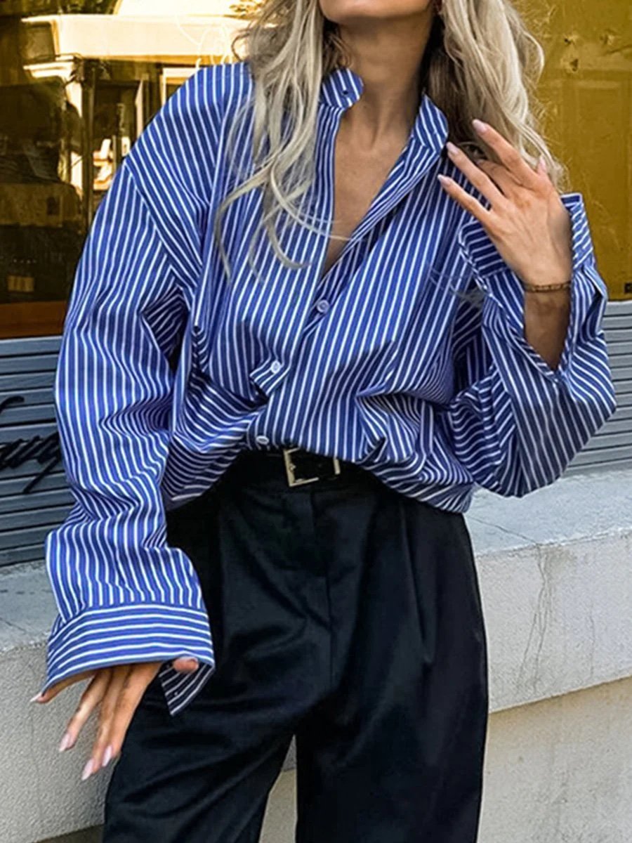 THAKOON Striped Oversized Button Up shirt