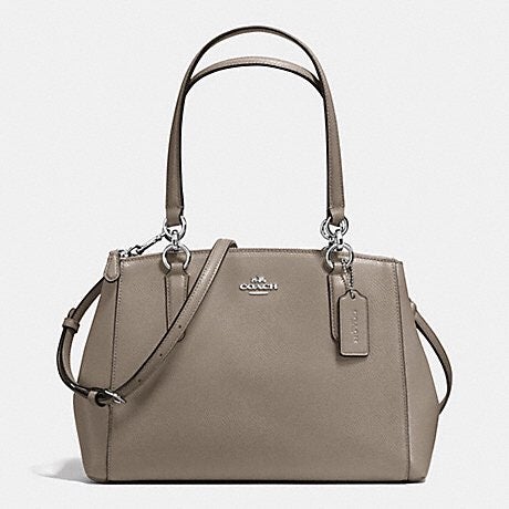 NWT COACH Christie Crossgrain Leather Carryall Handbag Satchel Fog Gray F57525