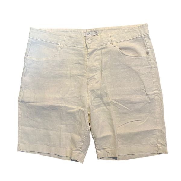 Onia Mens Casual Linen Blend 8 Inseam Chino Shorts in White Size 34