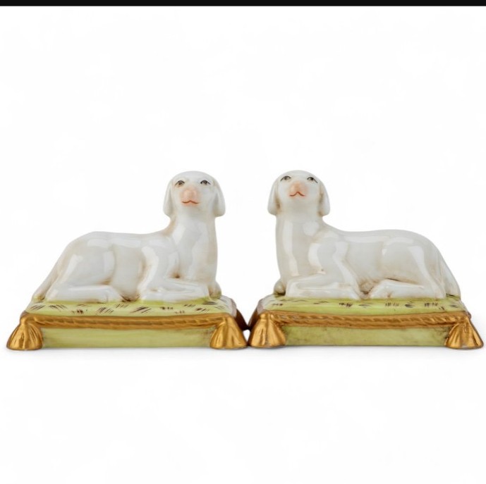 Vintage Style Pair of Porcelain Sheep