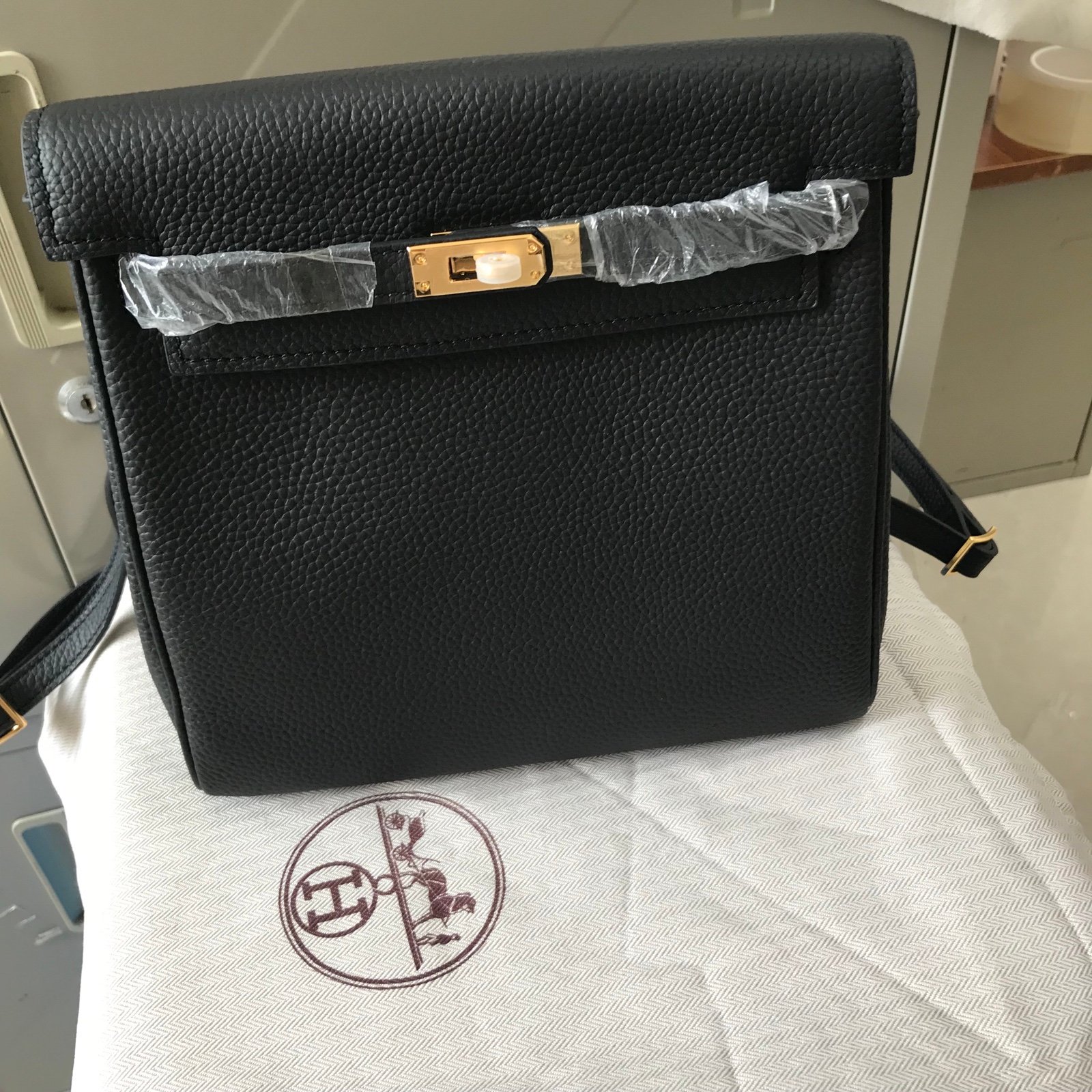 Black Clémence Kelly Backpack 22 Gold Hardware
