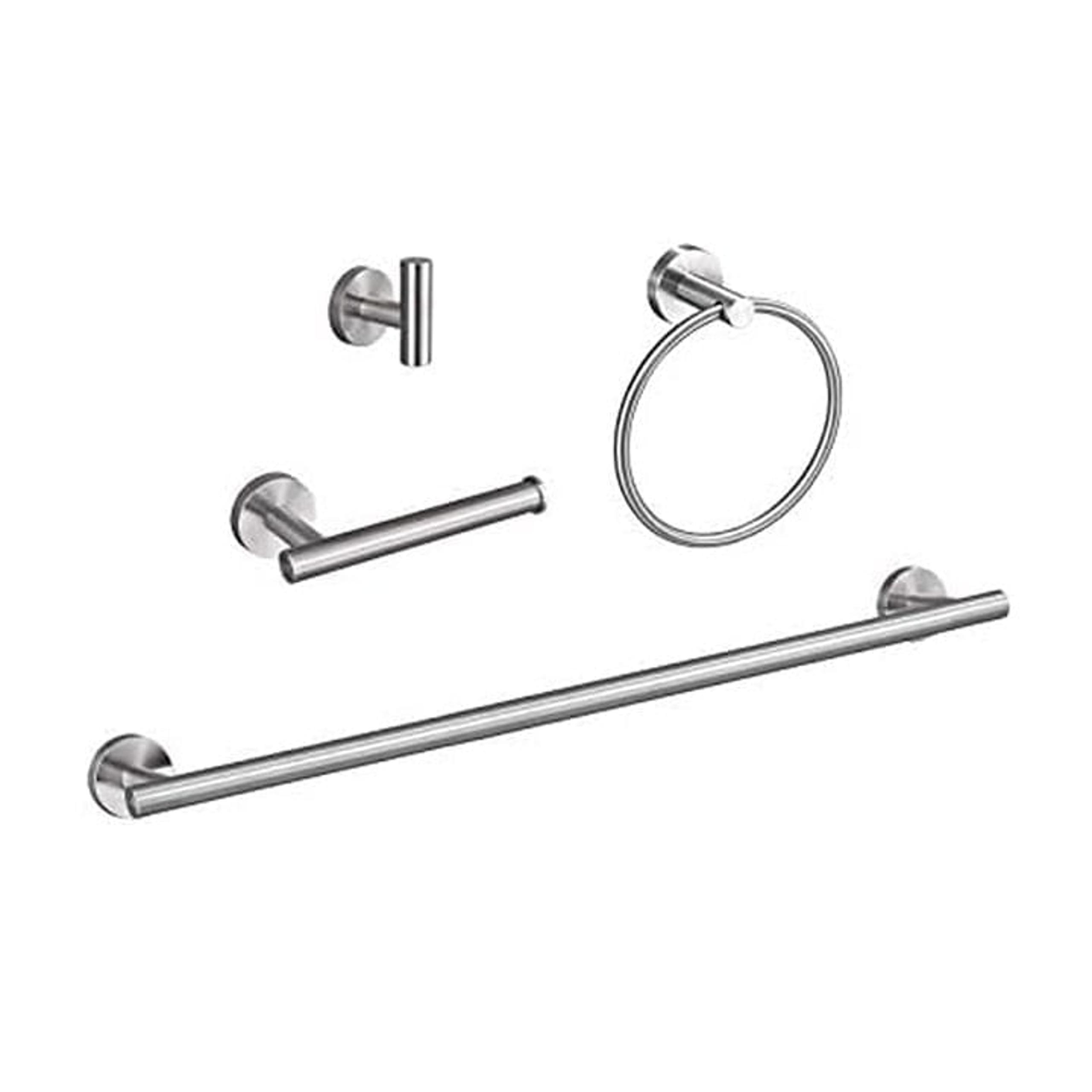 Brushed Nickel Bathroom 4 pcs Accessories Set 18-Inch Towel Bar Set Wall Mounted