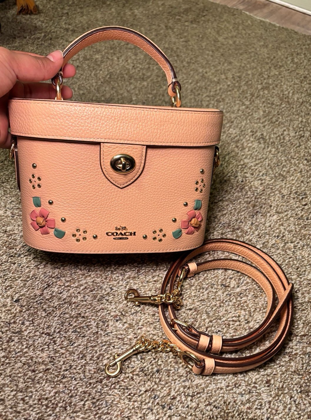 Coach Kay Crossbody with Floral Whipstitch Faded Blush