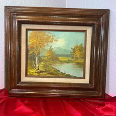 Vintage Original Oil Painting Landscape by Horst Hoppman 17 1/4 x 15.5” framed