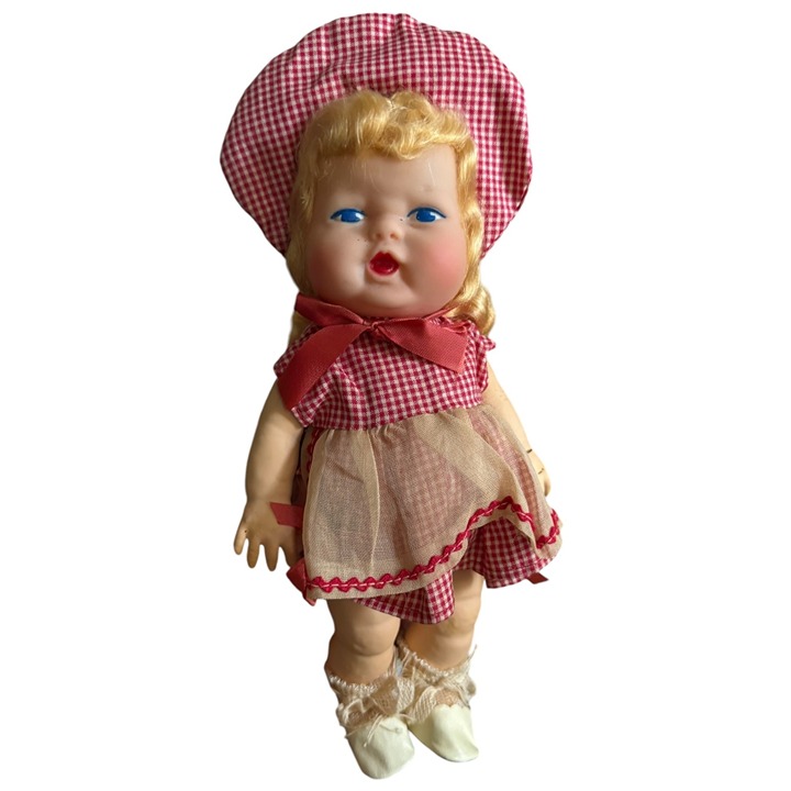 Rare Vintage 9'' doll with soft rubber straw stuffed body
