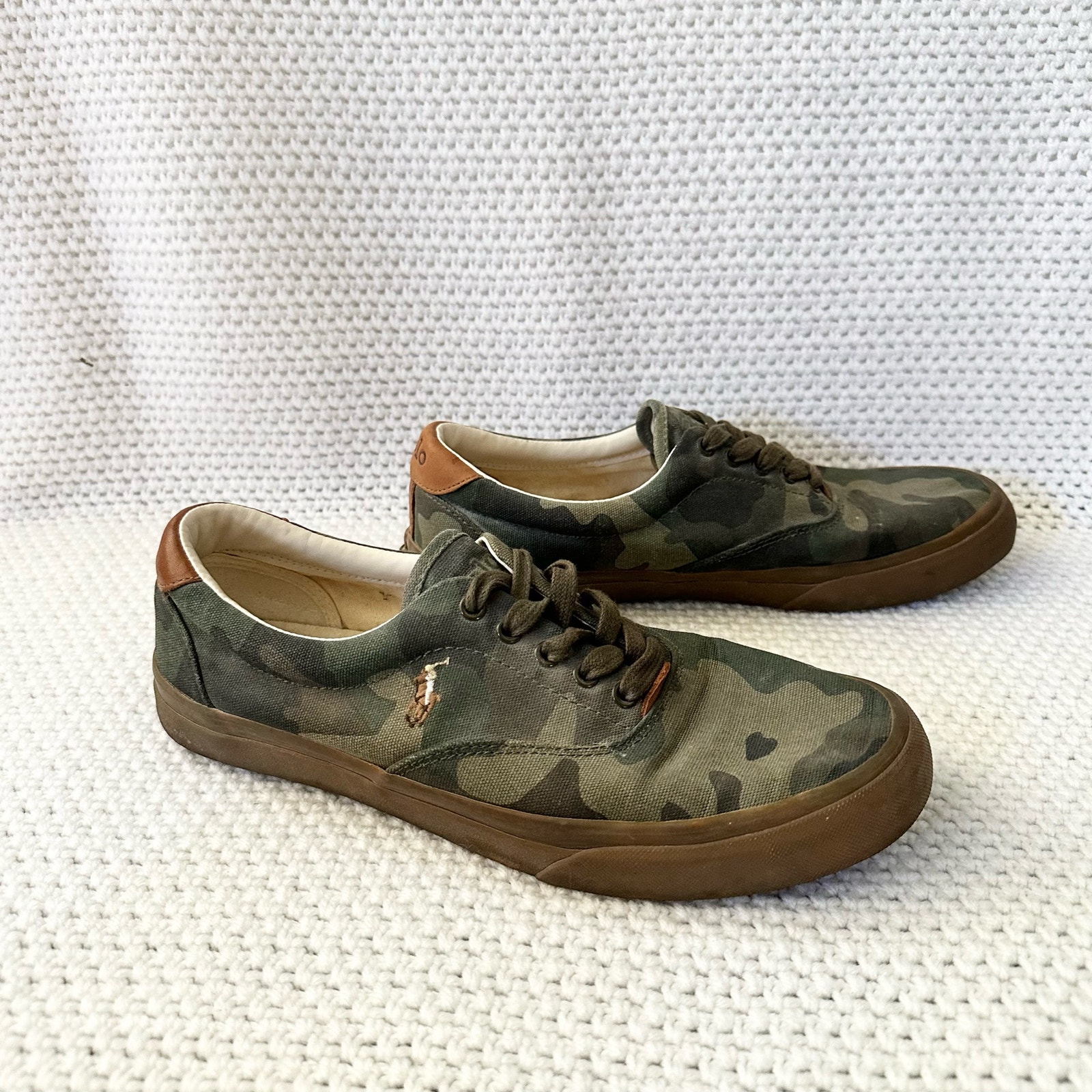 Polo Ralph Lauren Thorton Green Camo Gumsole Lace Up Casual Sneaker 9.5D Men