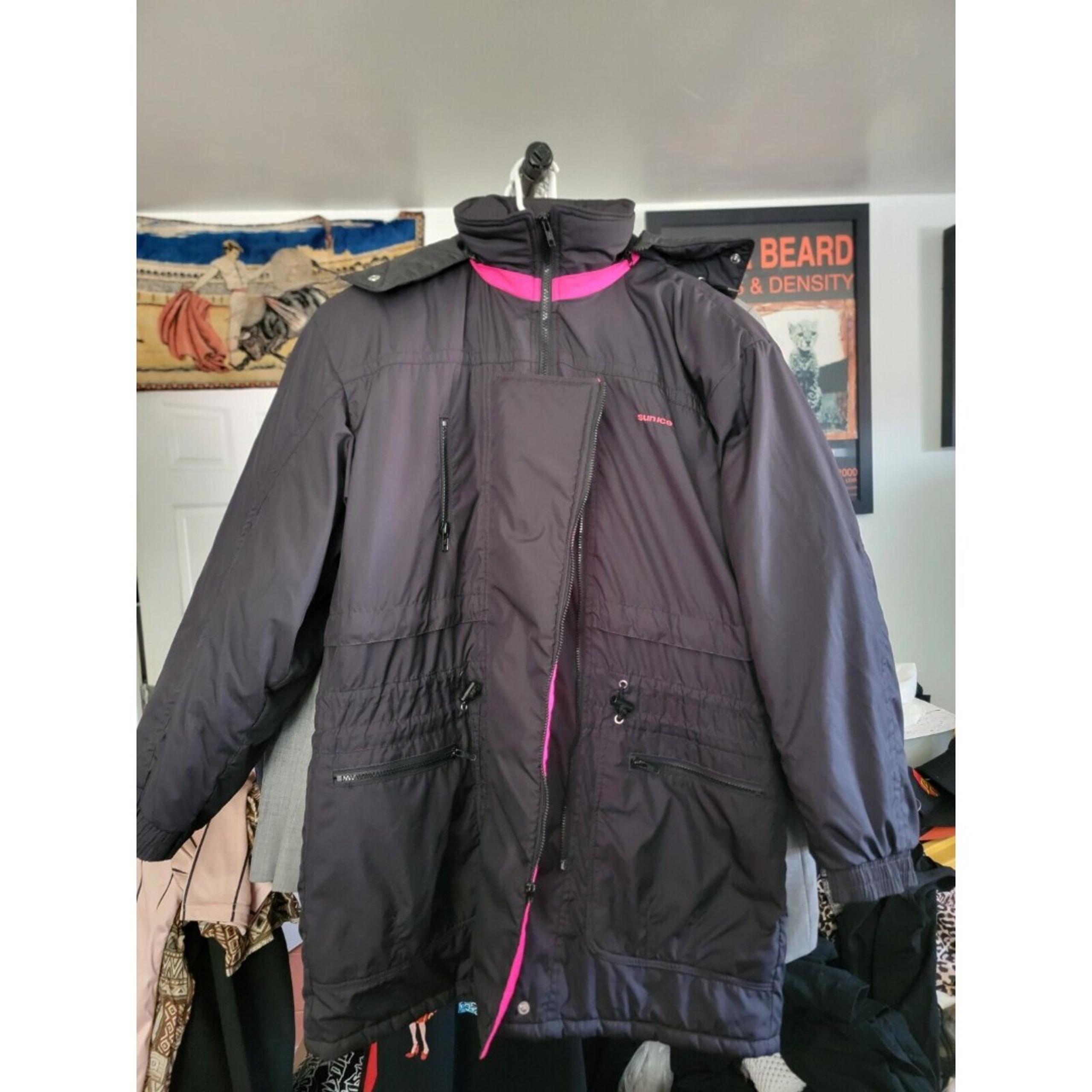 Vintage Sun Ice size 14 Ski  Snow Coat Jacket Black Pink