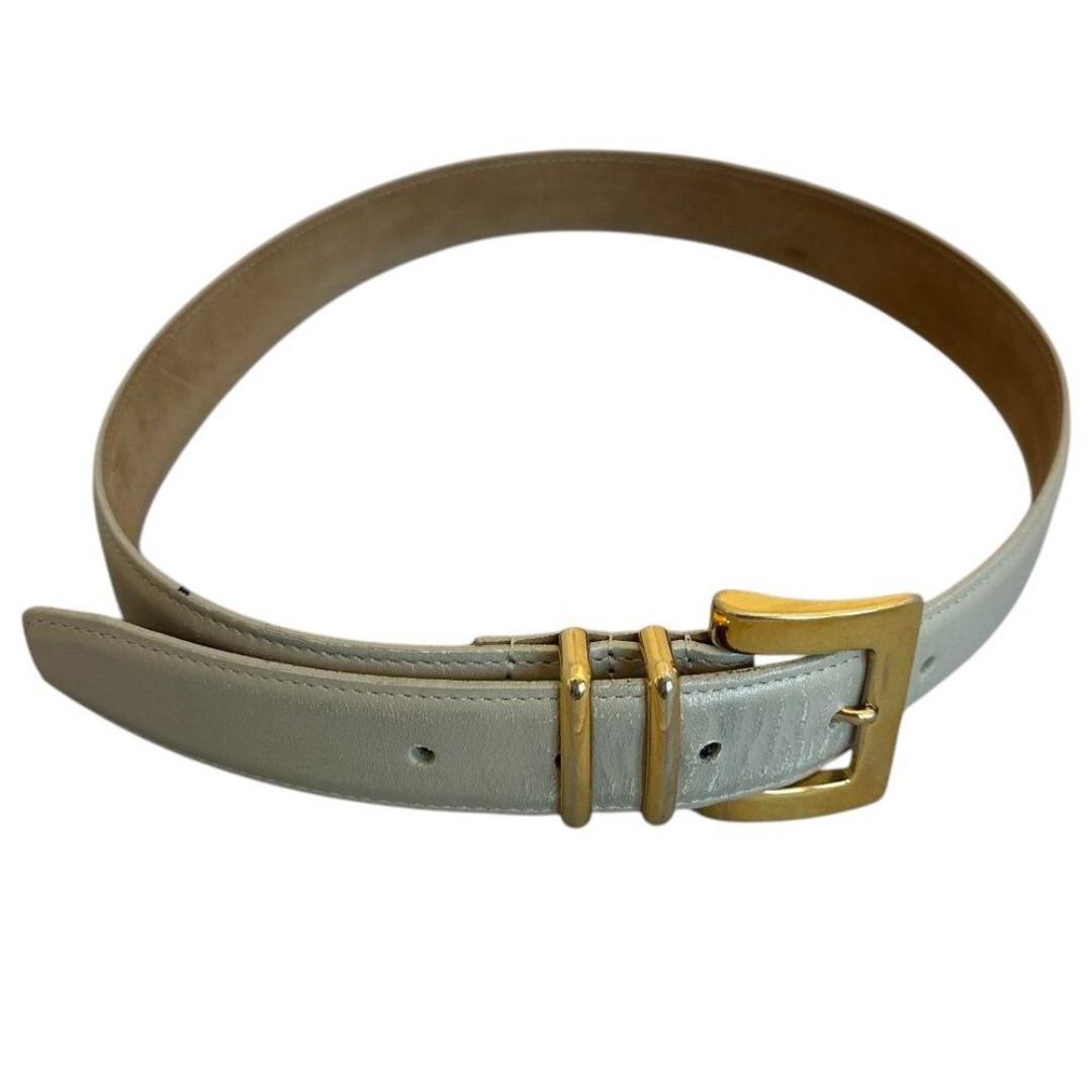 MCM Harken Leather Belt Classic Taupe Neutral Gold Embossed Buckle Size M/L