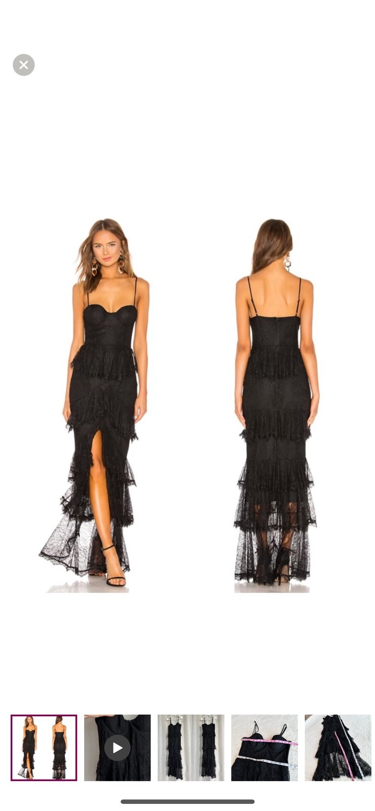 Majorelle Zelda Fitz Black Lace Tiered Gown Maxi Dress