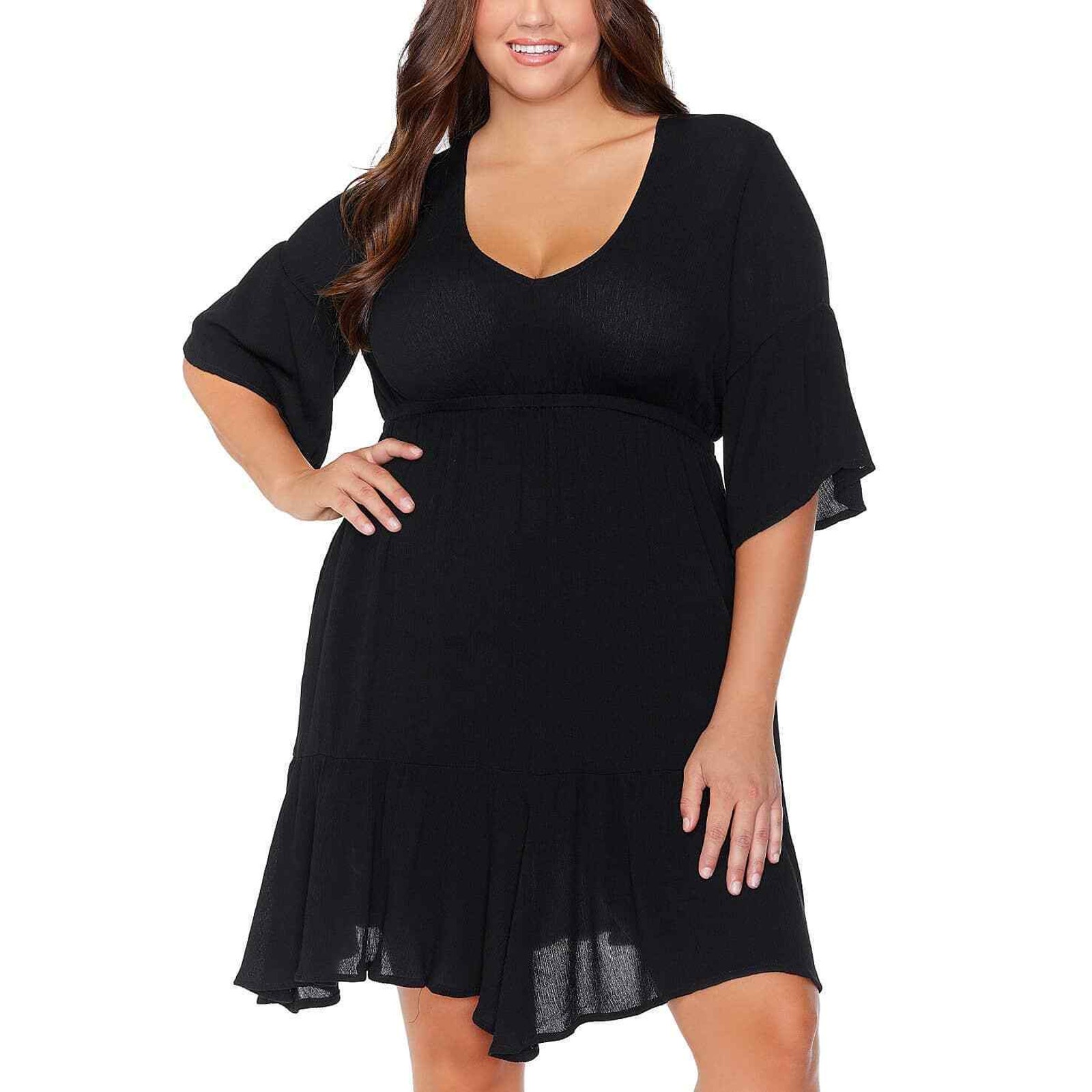 Raisins Curve Women's Plus Size Black Trendy Tavarua Swim Cover-Up - 2X - Black