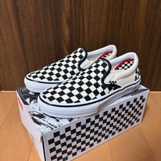US-designed 26.5cm Vans skate slip-on checkerboard shoes.