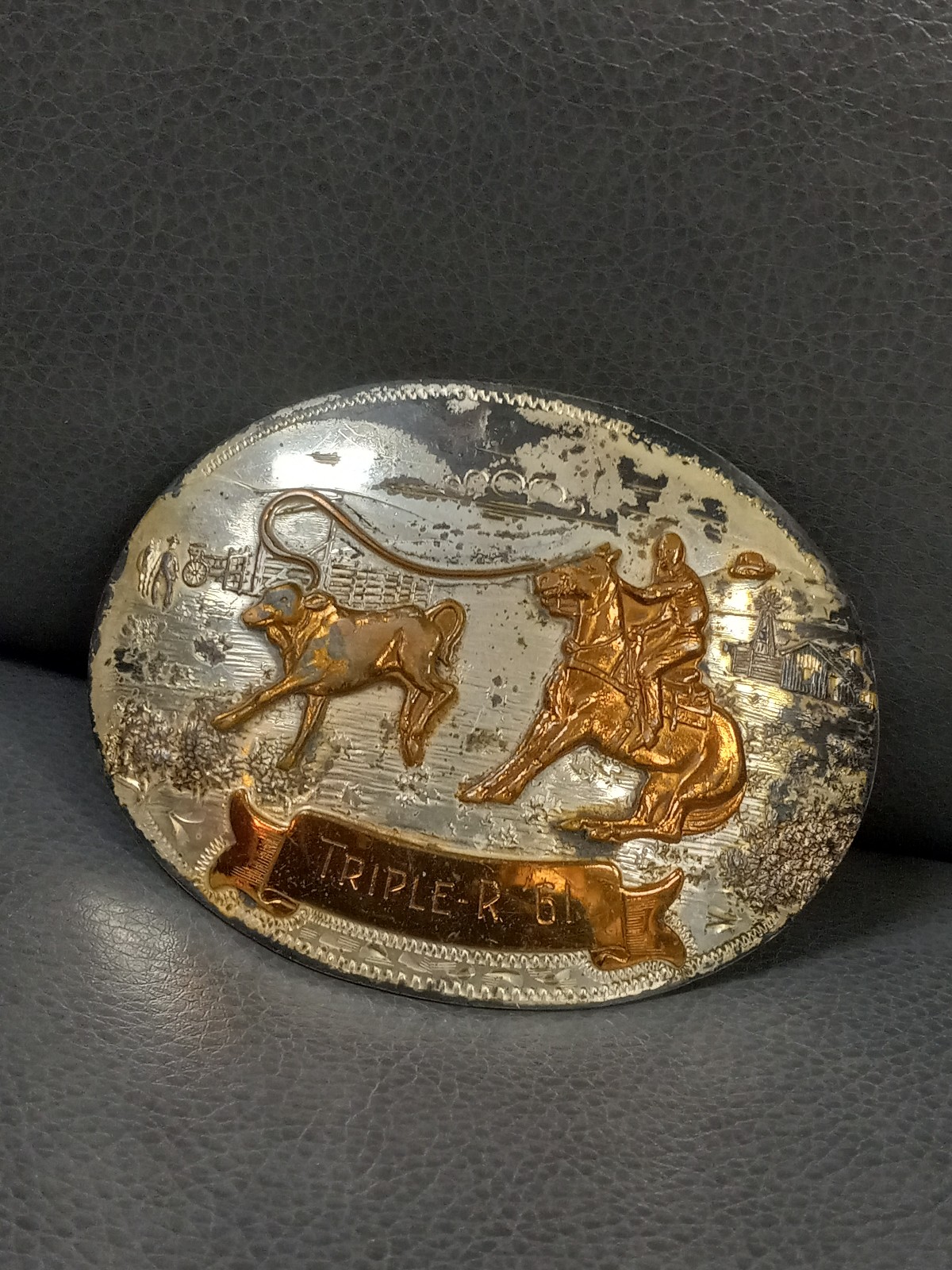 Comstock handmade bareback Cowboy trophy belt buckle