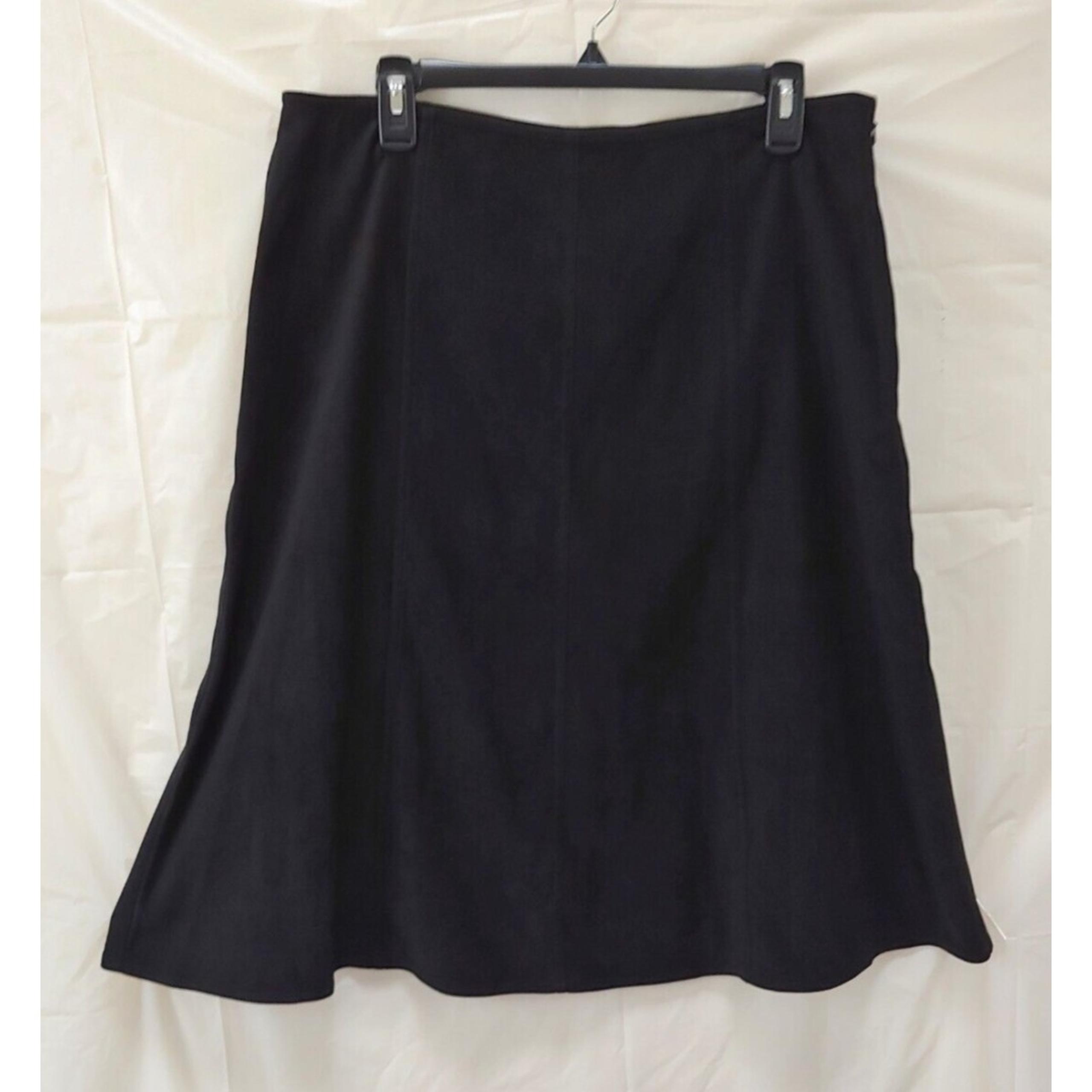 Orvis Skirt Sz 14 Black Large A Line Swing Stretch Side Zip Midi
