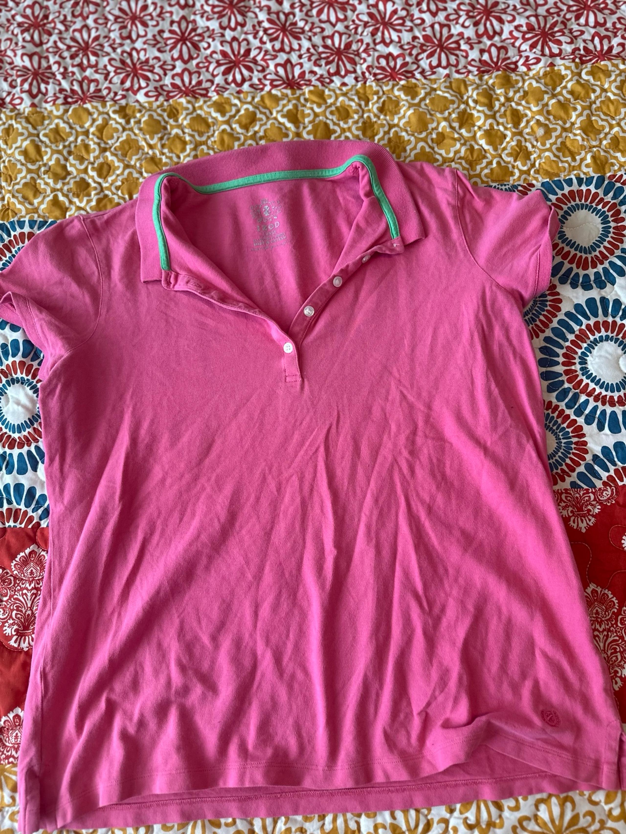 POLO IZOD WOMEN CASUAL LOUNGE PINK SHIRT GOLF LARGE L