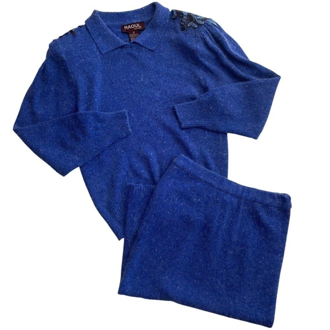 Vintage 1980s Raoul Petites Silk Angora Blend Sweater & Skirt Set