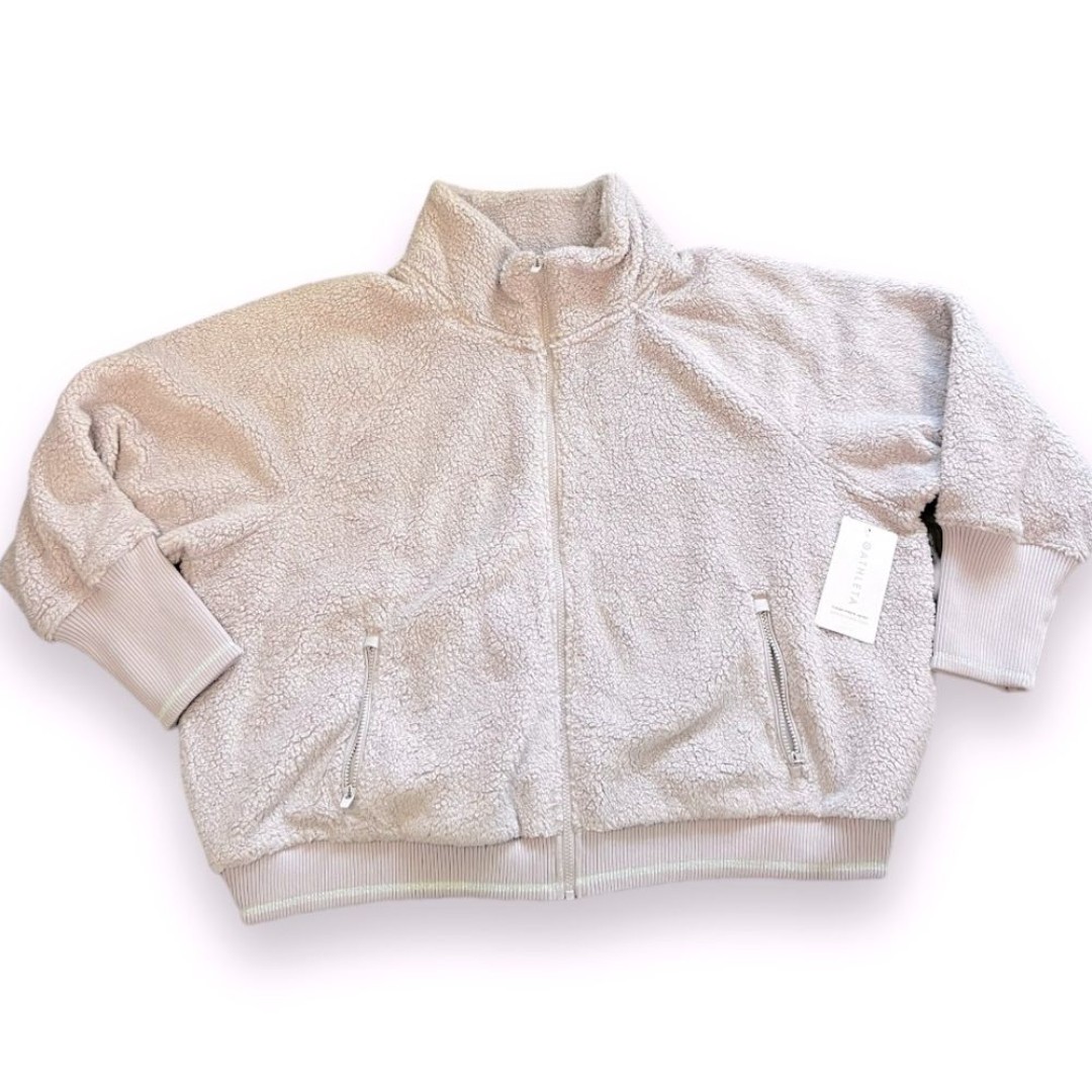 Athleta Womens Tugga Sherpa Jacket Full Zip Cream Fleece 3X NWT