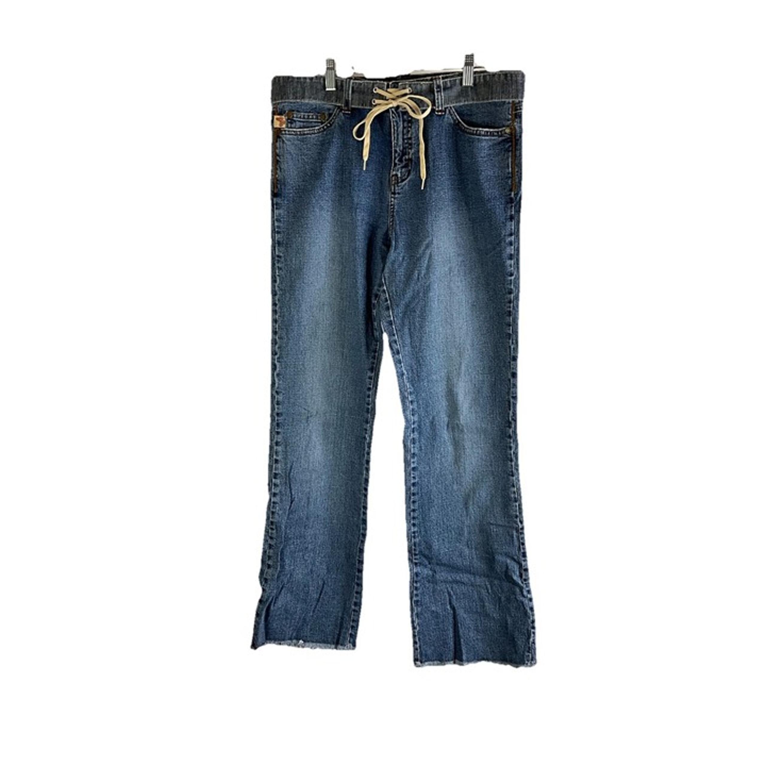 Vintage Y2K Womens 10 Lace Up Faded Flare Jeans Streetwear Grunge
