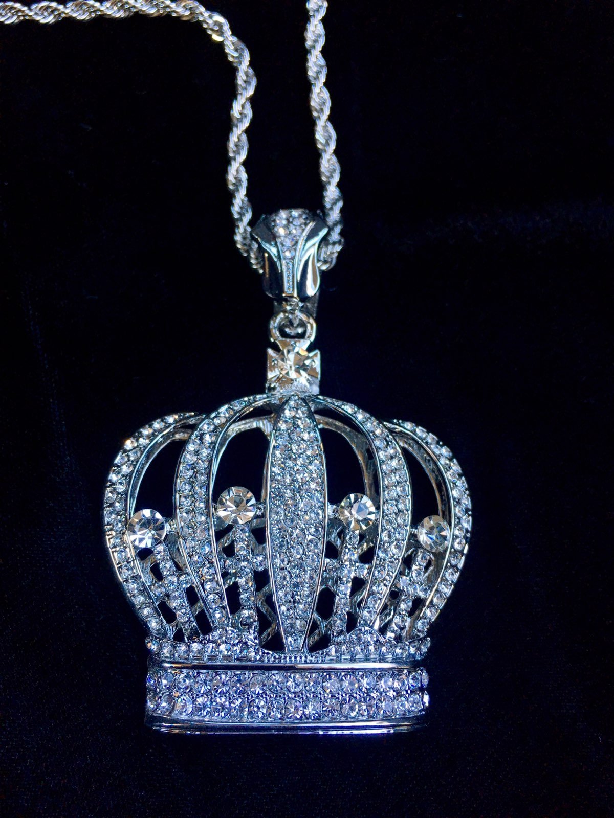 CROWN DIAMONDS CZ 18K GOLD CHAIN ITALY