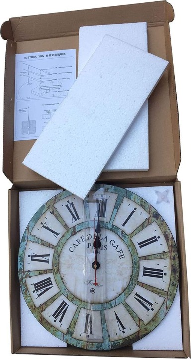 12 Inches Silent Round Wooden Wall Clock Battery Operated - NEW