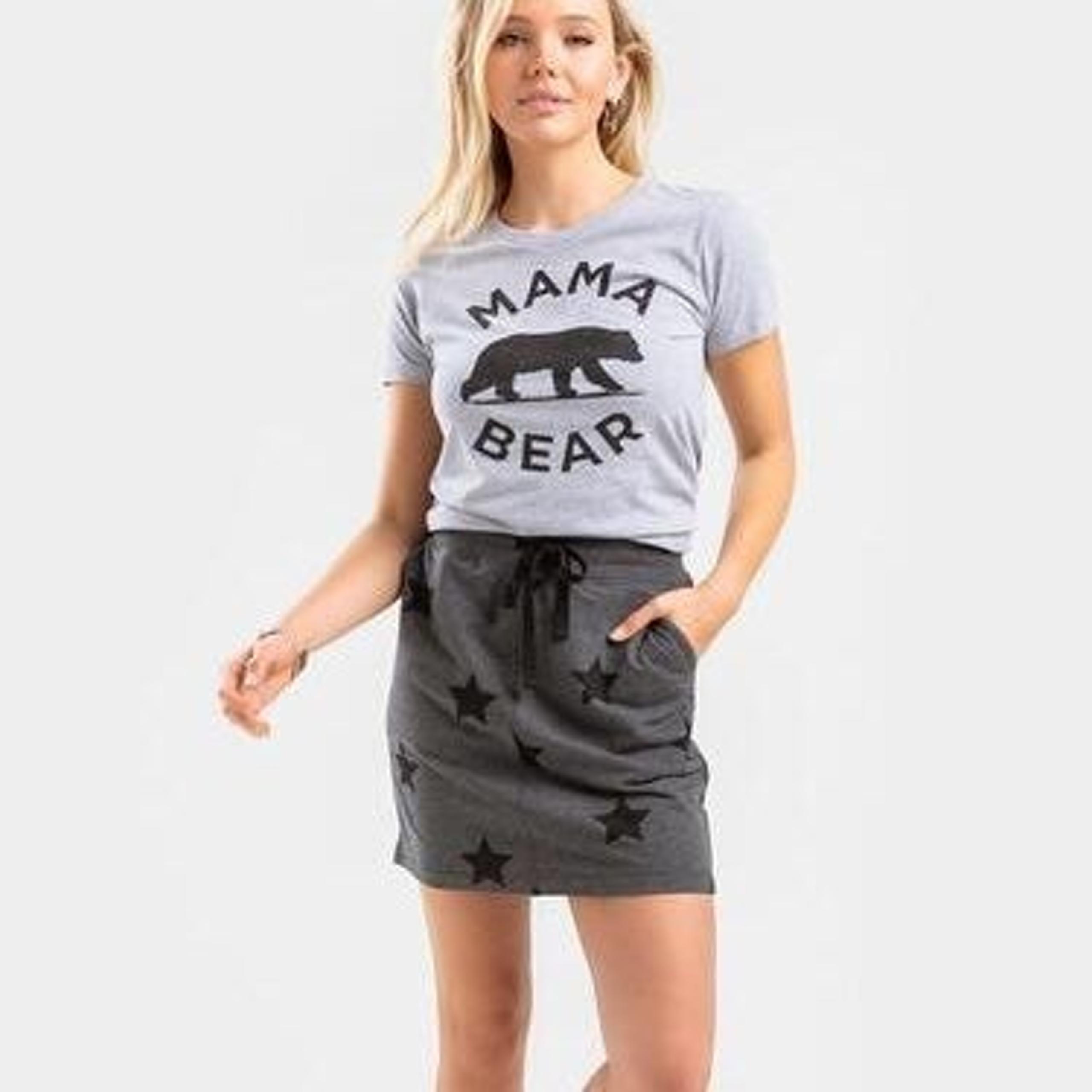 Francesca’s McKayla Star Gray & Black Drawstring Mini Skirt