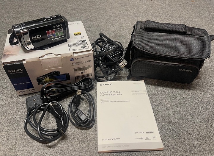 Sony HDR-CX210 30x Zoom 8GB HD 5.3MP Digital Camcorder W/ Bag, Charger, Extras