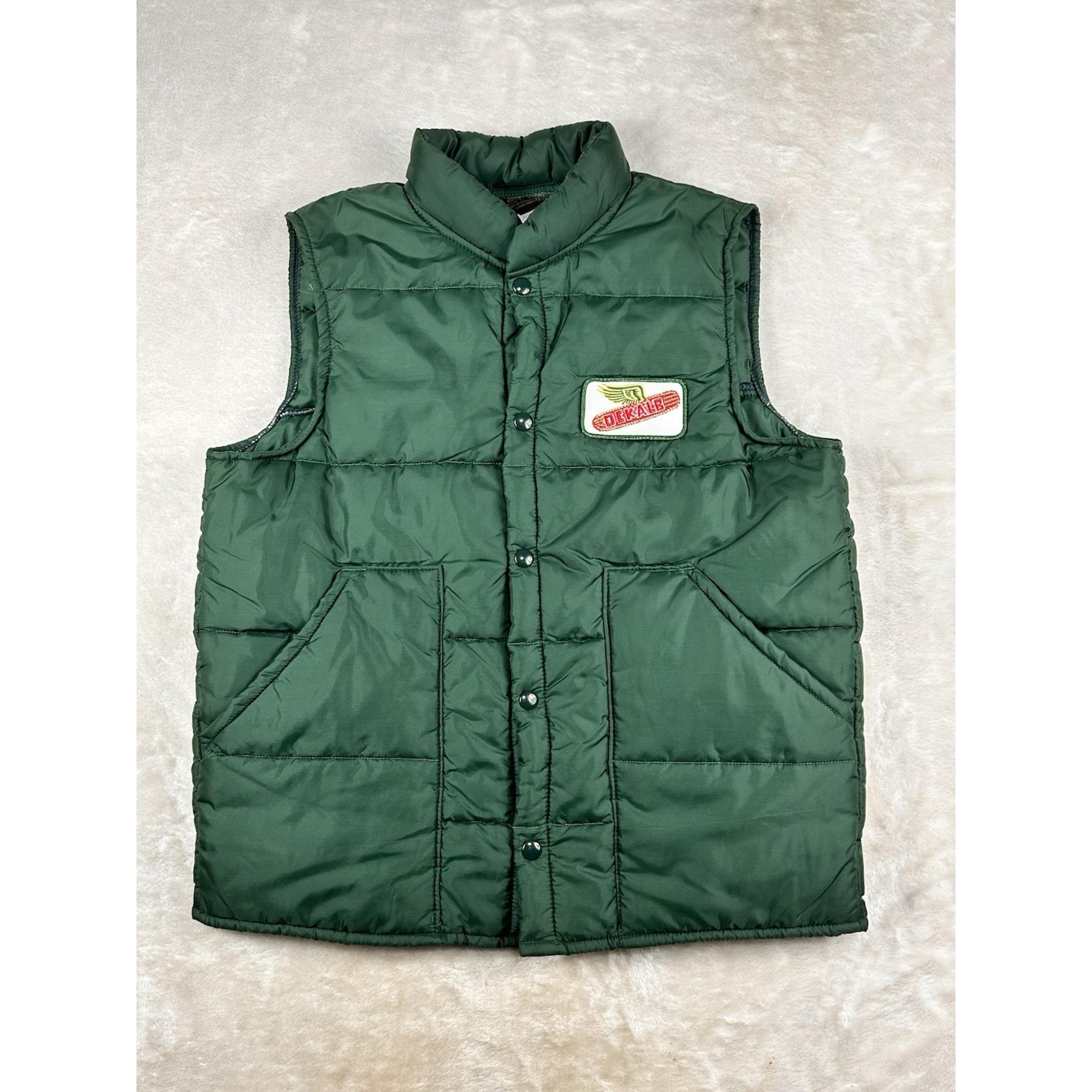 Vintage Swingster USA Dekalb Seed Co Lumberjack Puffer Vest Mens Medium Green