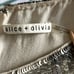 Alice + Olivia Sequin Top Silver Sarita Short Sleeve Blouse Silver Zip Back S