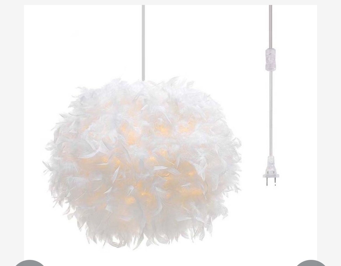 Plug in pendant feather poof light