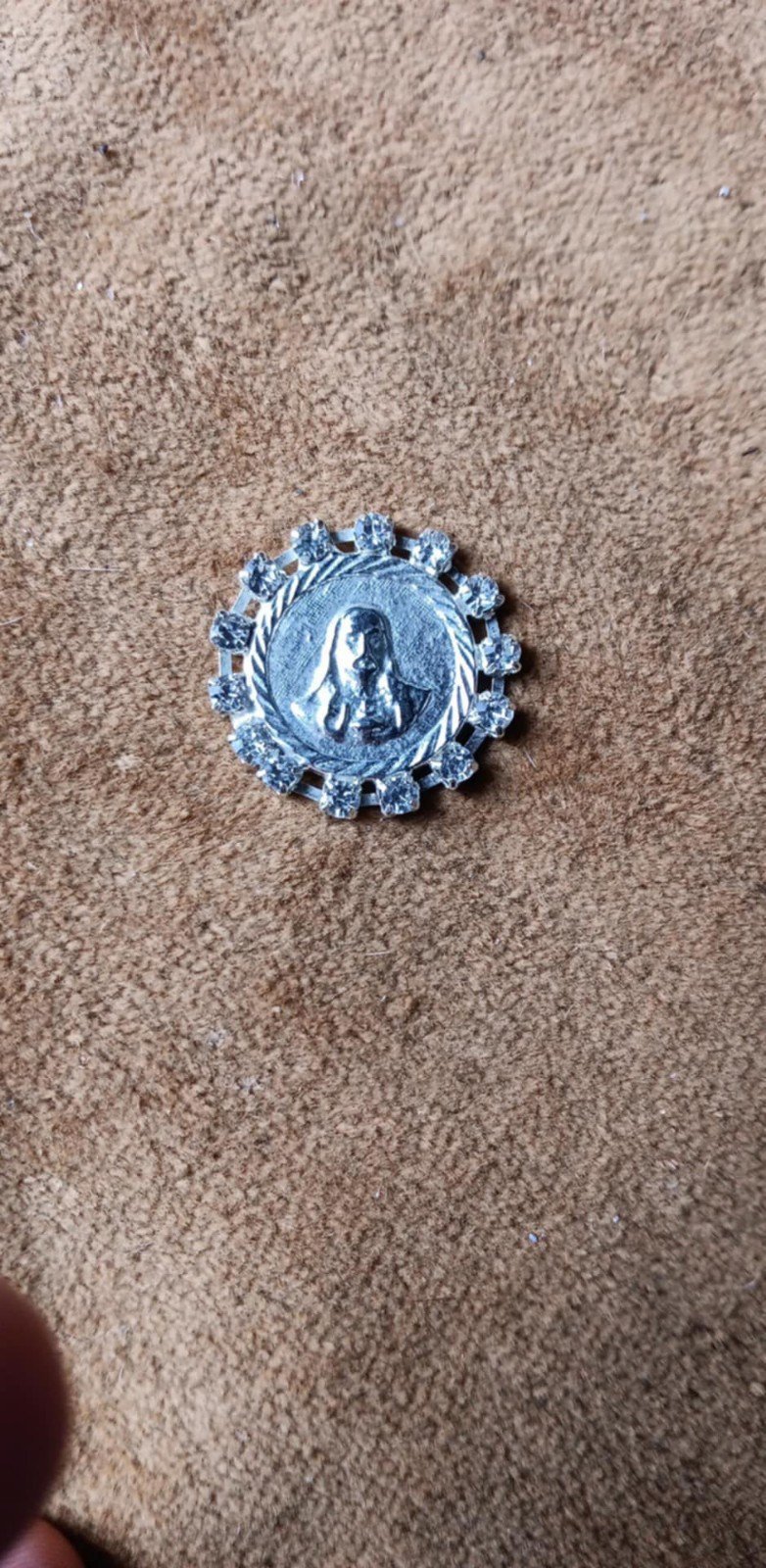Vintage Virgin Mary Brooch w/ diamonds