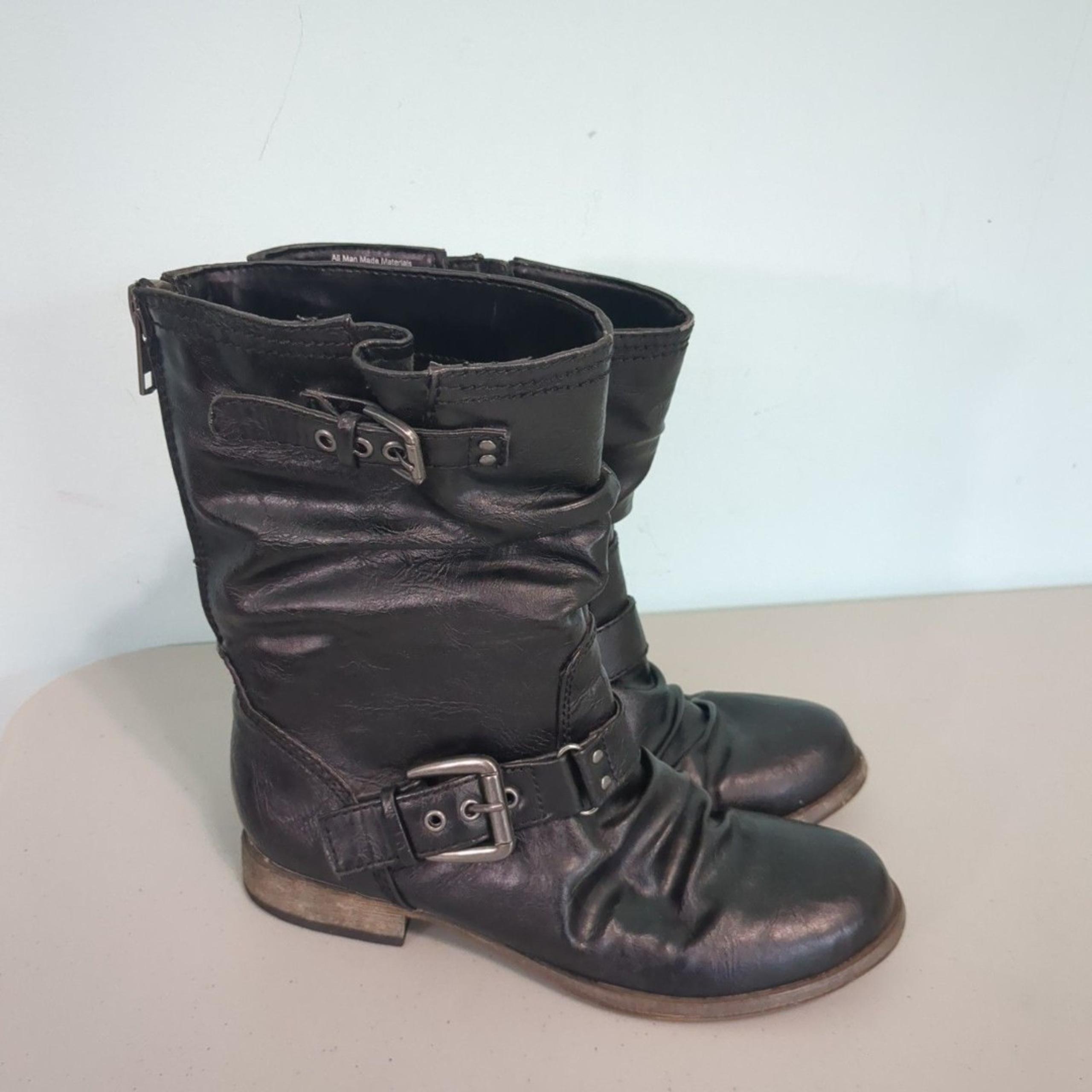 Carlos Santana Black Ashley Moto Boots 6.5