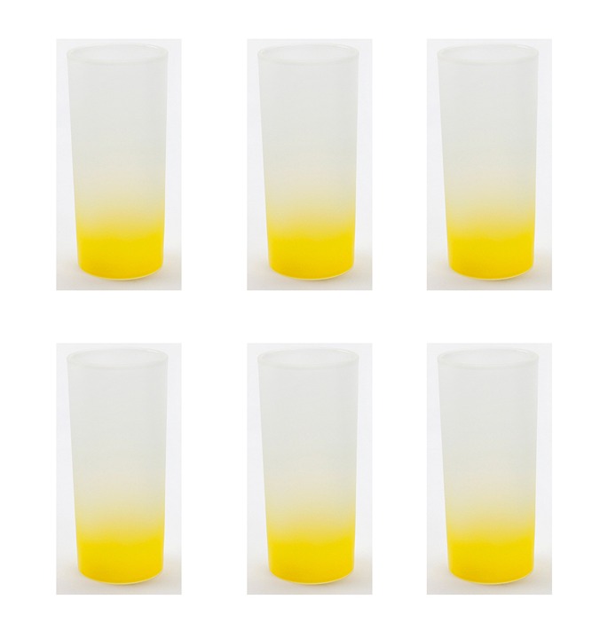 6 Pieces 10oz Colored Bottom Gradient Color Frosted Glass Yellow 14cm x 6cm Subl